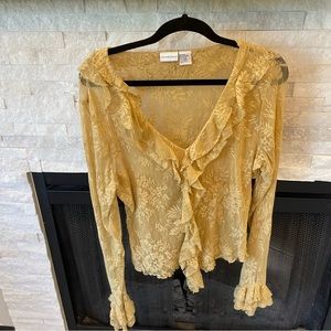 Vintage Newport News Lace Ruffle Trim Blouse